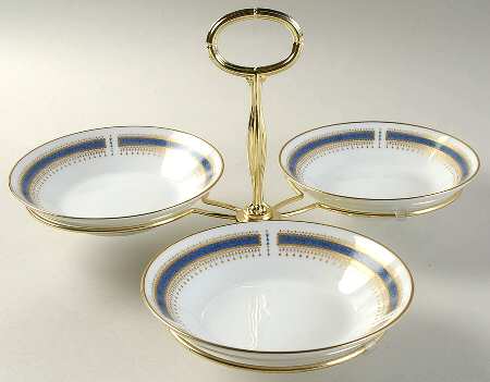 Blue Dawn (Coupe) 7" x 12" 3-Part Relish & Metal Stand (FR) HC