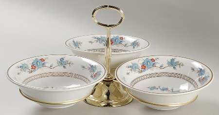 Bleufleur 7" x 12" 3-Part Relish & Metal Stand (CERC) HC