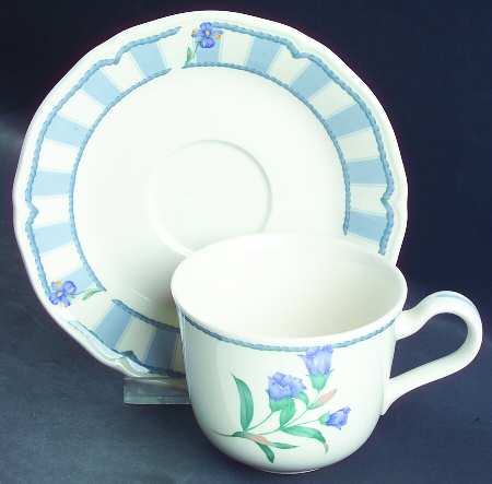Blue Estate Flat Cup & Saucer Set