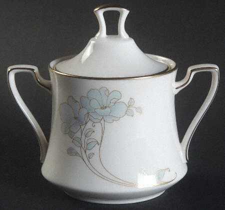 Blue and Gold Sugar Bowl & Lid