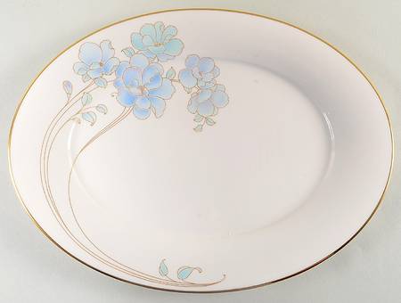 Blue and Gold 13" Oval Serving Platter