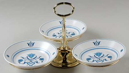 Blue Haven 7" x 12" 3-Part Relish & Metal Stand (FR) HC