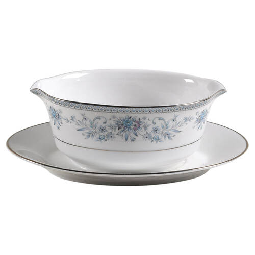 Blue Hill Gravy Boat with Attached Underplate