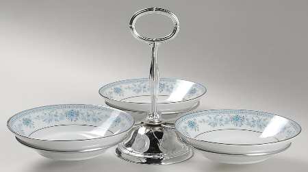 Blue Hill 7" x 12" 3-Part Relish & Metal Stand (FR) HC