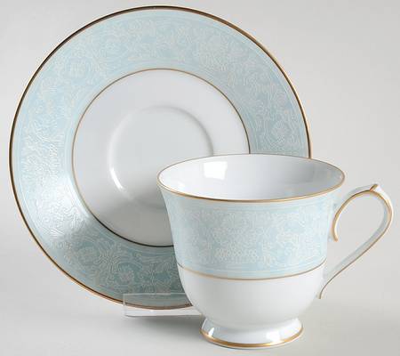 Blue Lace Footed Cup & Saucer Set