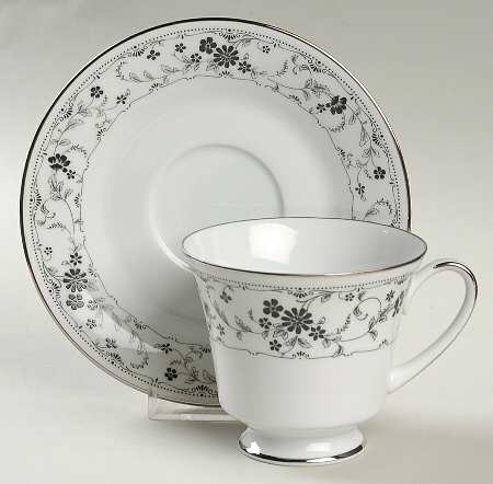 Black Lace Footed Cup & Saucer Set