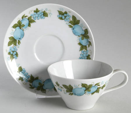 Blue Orchard Flat Cup & Saucer Set