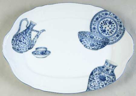 Blue Treasures 14" Oval Serving Platter