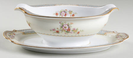 Bluedawn (#622, Rim) Gravy Boat with Attached Underplate by Noritake