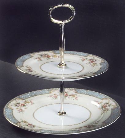 Bluedawn (#622, Rim) 6 5/8"-10"  2 Tiered Serving Tray (Dp, Sp) HC