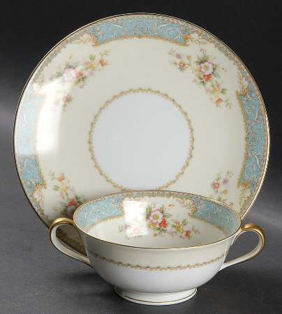 Bluedawn (#622, Rim) Footed Cream Soup Bowl & Saucer Set