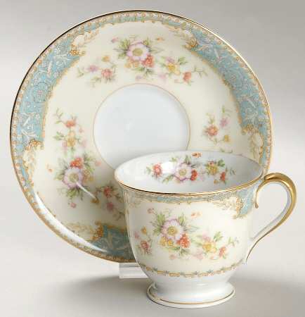 Bluedawn (#622, Rim) Footed Demitasse Cup & Saucer Set by Noritake