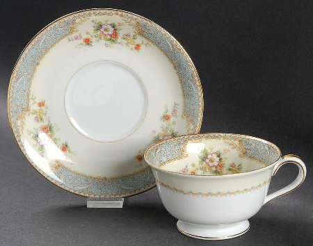 Bluedawn (#622, Rim) Footed Cup & Saucer Set by Noritake