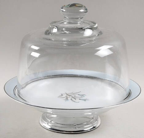 Bluebell 6 1/2"-7 1/2" Footed Cheese Plate w/ Glass Dome HC
