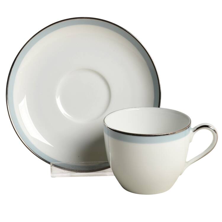 Bluetone Flat Demitasse Cup & Saucer Set