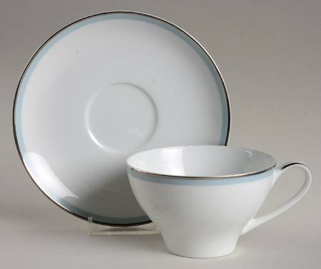 Bluetone Flat Cup & Saucer Set