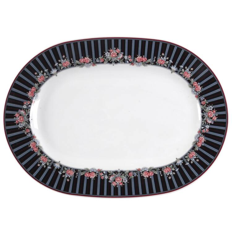 Border Bouquet 12" Oval Serving Platter