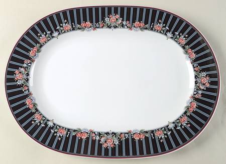 Border Bouquet 16" Oval Serving Platter