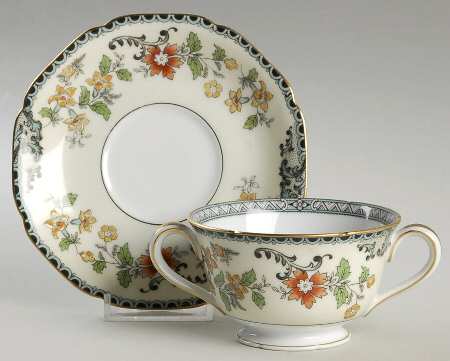 Brangane Footed Bouillon Cup & Saucer