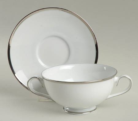 Brigette Footed Cream Soup Bowl & Cup Saucer Set
