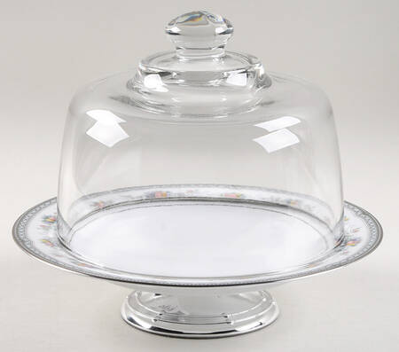 Brookvale 6 1/2"-7 1/2" Footed Cheese Plate w/ Glass Dome HC