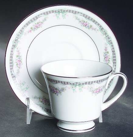 Bridal Ribbon Footed Cup & Saucer Set