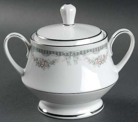 Bridal Ribbon Sugar Bowl & Lid