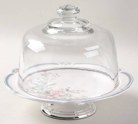 Brighton Springs 6 1/2"-7 1/2" Footed Cheese Plate w/ Glass Dome HC