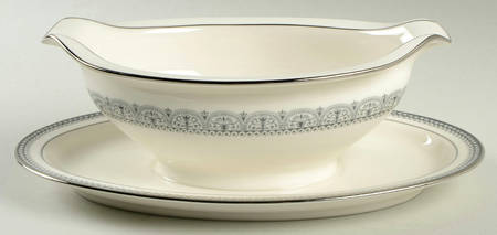 Burgundy Gravy Boat with Attached Underplate