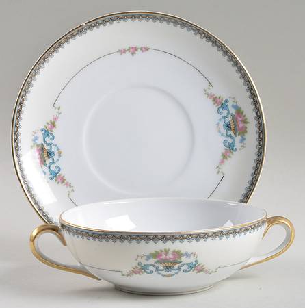 Calais Flat Cream Soup Bowl & Saucer Set