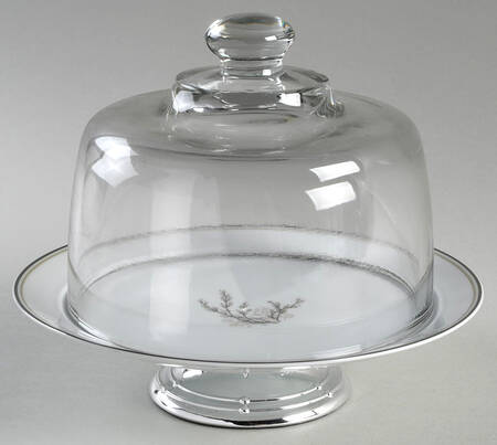 Candice 6 1/2"-7 1/2" Footed Cheese Plate w/ Glass Dome HC