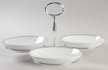 Candice 7" x 12" 3-Part Relish & Metal Stand (FR) HC