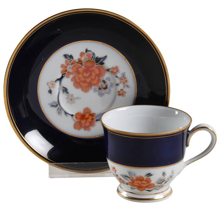 Carmine Footed Demitasse Cup & Saucer Set
