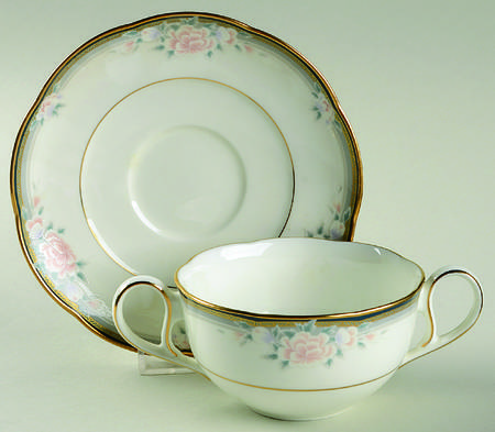 Carnegie Flat Cream Soup Bowl & Cup Saucer Set