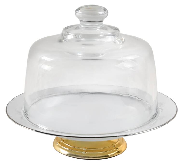 Casablanca 6 1/2"-7 1/2" Footed Cheese Plate w/ Glass Dome HC