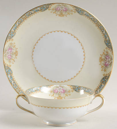 Celanese Footed Cream Soup Bowl & Saucer Set