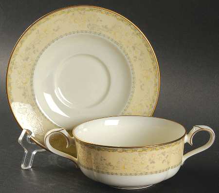 Chalfonte Flat Cream Soup Bowl & Cup Saucer Set