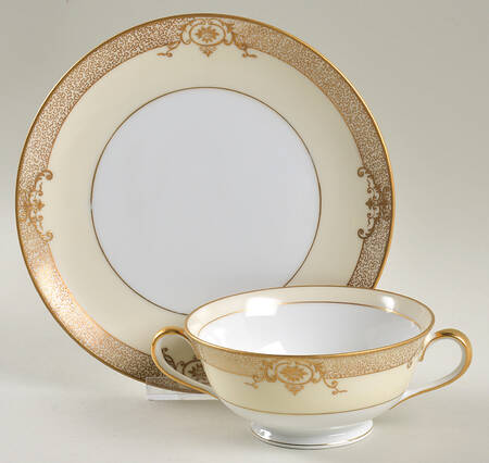 Cheramy Footed Cream Soup Bowl & Saucer Set