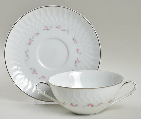 Cheri Flat Cream Soup Bowl & Cup Saucer Set