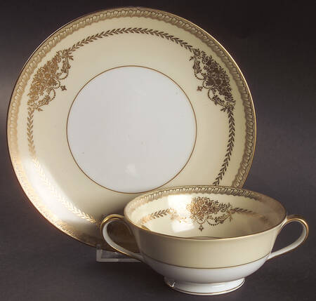 Cherita (7281 & NO #) Footed Cream Soup Bowl & Saucer Set