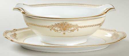 Cherita (7281 & NO #) Gravy Boat with Attached Underplate
