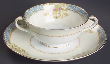 Chevonia Footed Cream Soup Bowl & Saucer Set