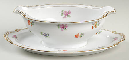 Chintz Gravy Boat with Attached Underplate