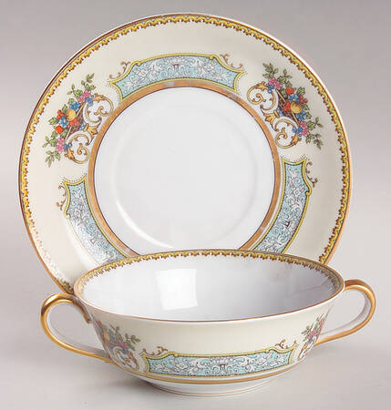 Chine Blue Flat Cream Soup Bowl & Saucer Set