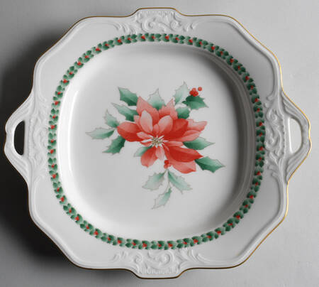Christmas Memories Square Handled Cake Plate