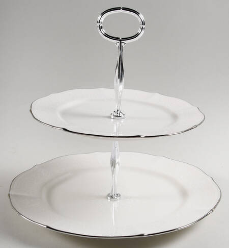 Chandon Platinum 6 5/8"-10"  2 Tiered Serving Tray (Dp, Sp) HC
