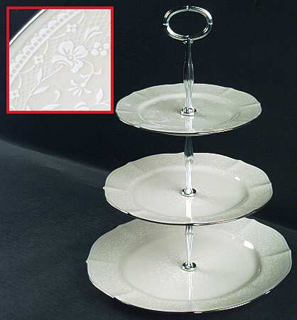 Chandon Platinum 13 7/8"-14 1/4" 3-Tiered Serving Tray(DP,SP,BB) HC