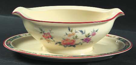 China Song Gravy Boat with Attached Underplate