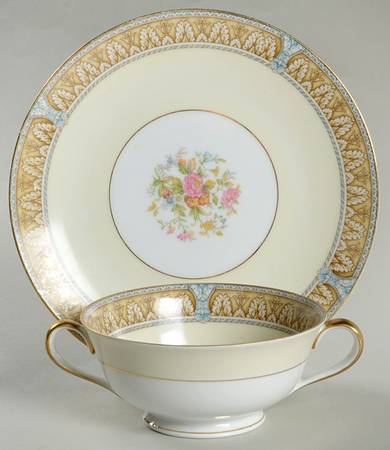 Claire Footed Cream Soup & Dessert Plate/Saucer Set