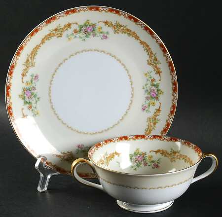 Claudette Footed Cream Soup Bowl & Saucer Set